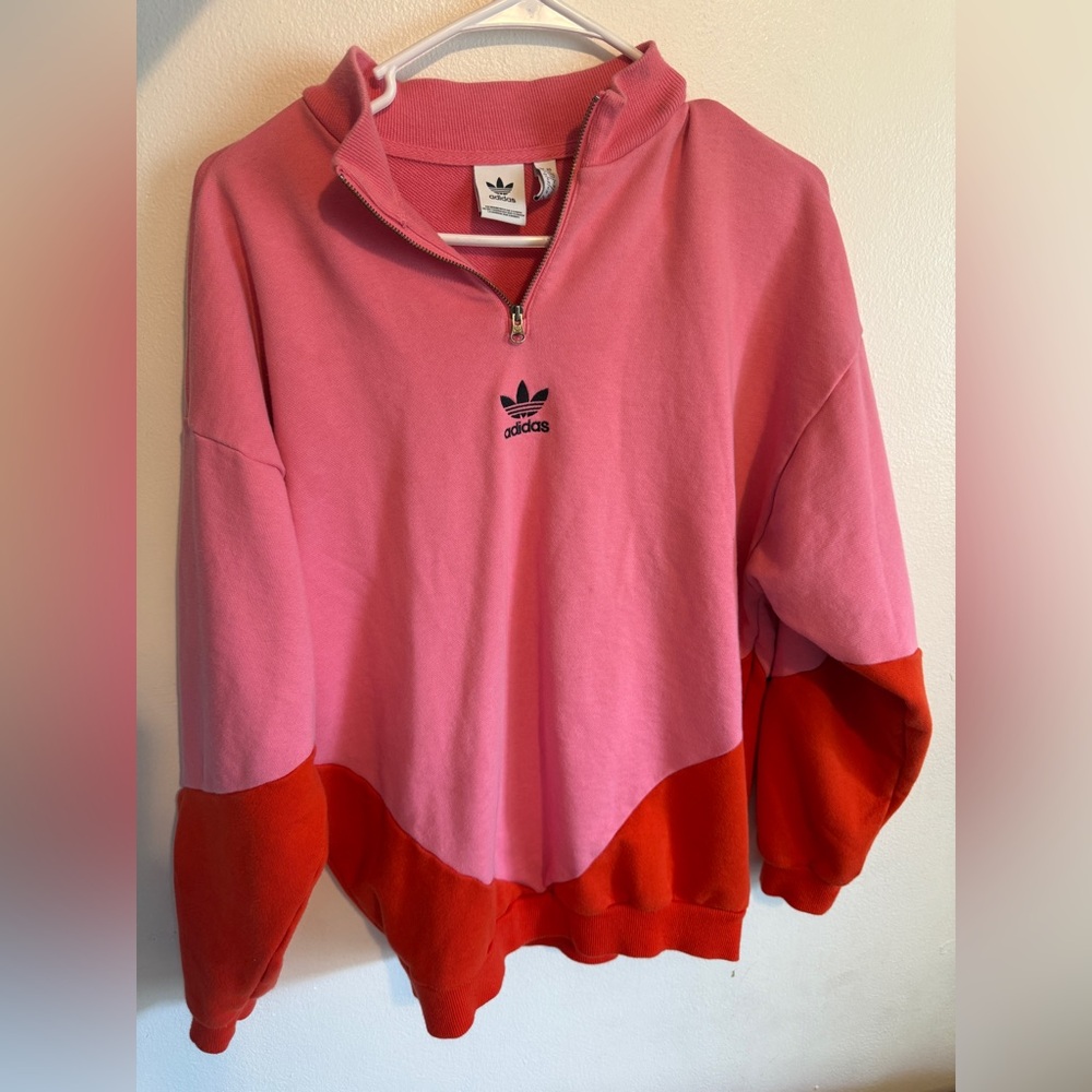 Adidas Two-Tone Pink and Red Pullover